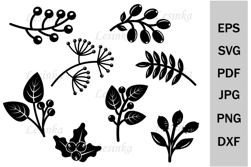 bundle-autumn-leaves-and-berries-svg-botany-flora