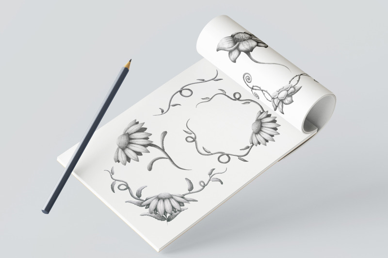 hand-made-graphite-flower-elements