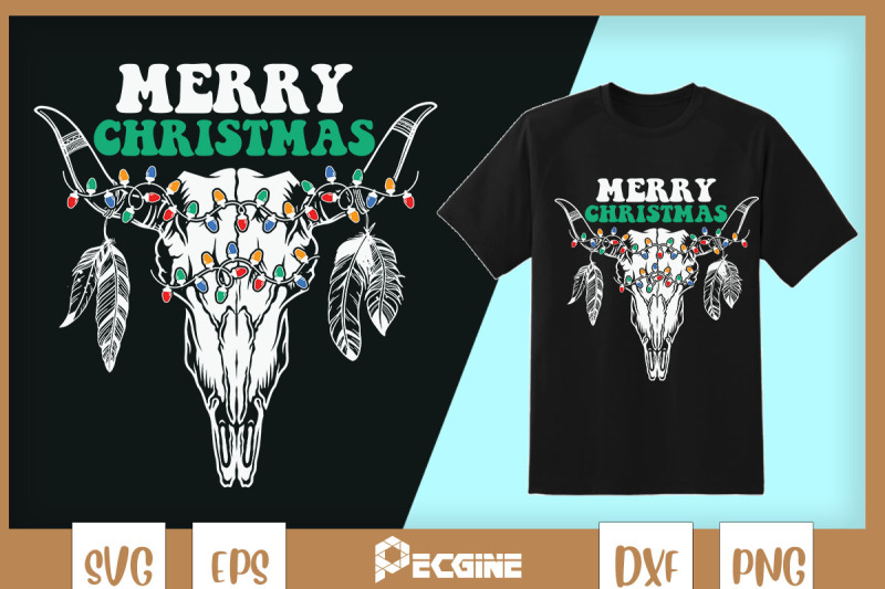 merry-christmas-bull-skull-western-boho