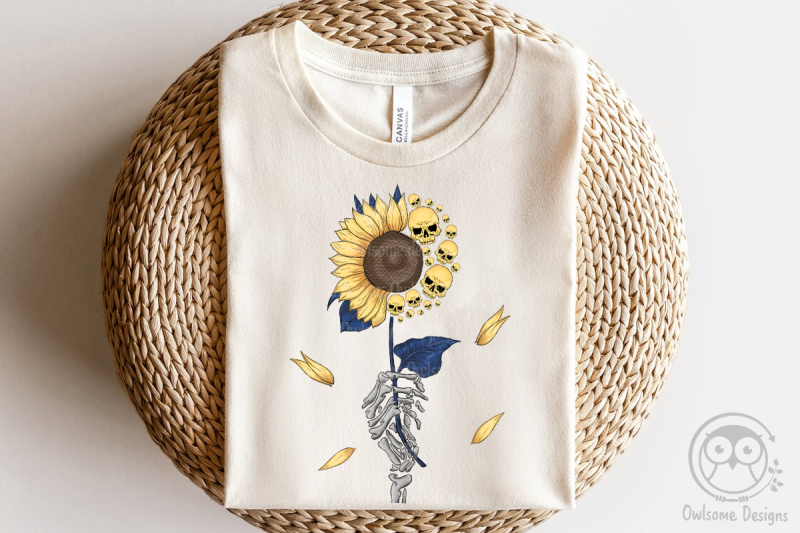 skeleton-sunflower-sublimation-design