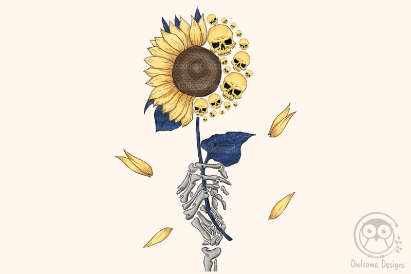 skeleton-sunflower-sublimation-design