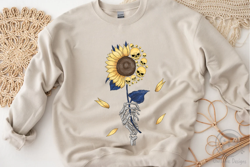 skeleton-sunflower-sublimation-design