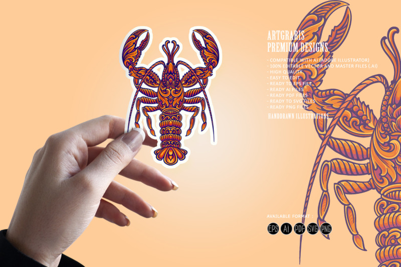 elegant-classic-lobster-ornament-svg
