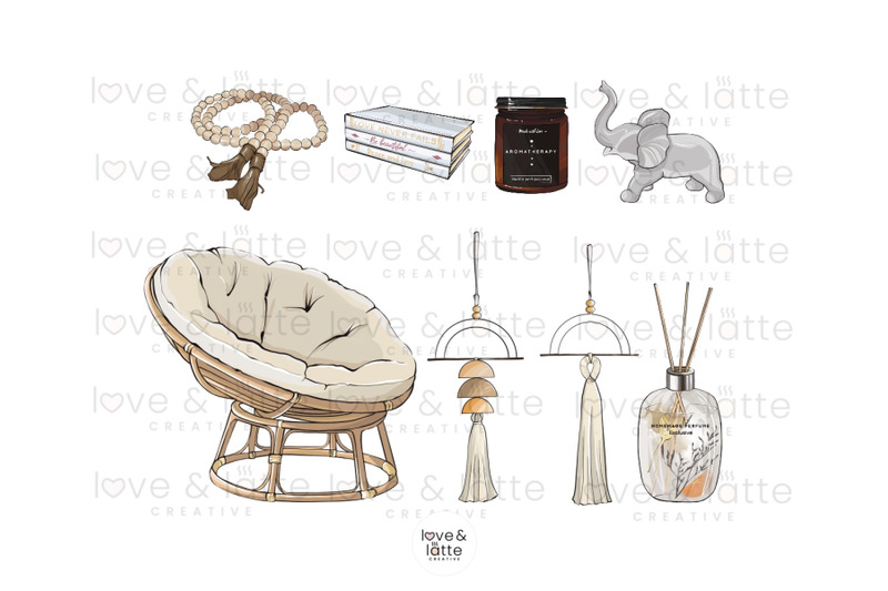 boho-interior-clipart-furniture-illustrations-bohemian-house