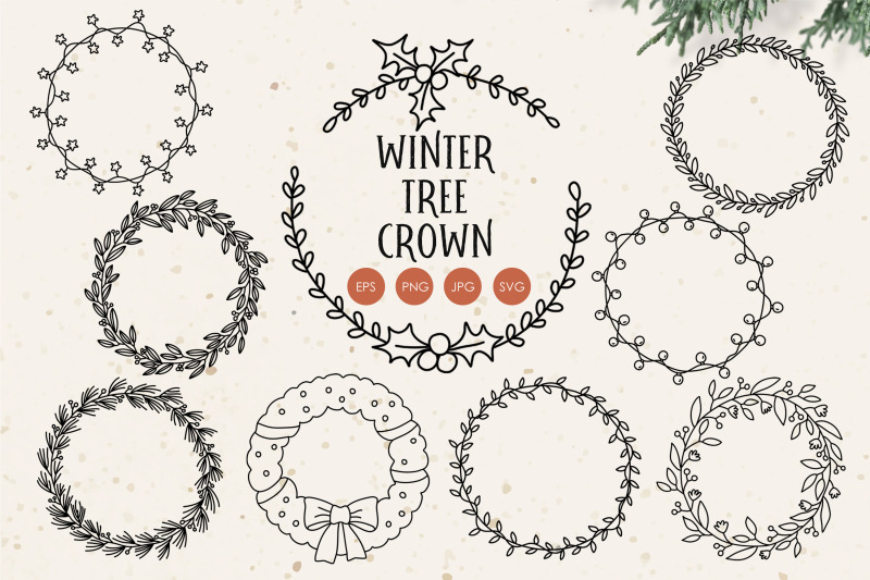 christmas-tree-crown-clipart-christmas-line-clipart-winter-wreath