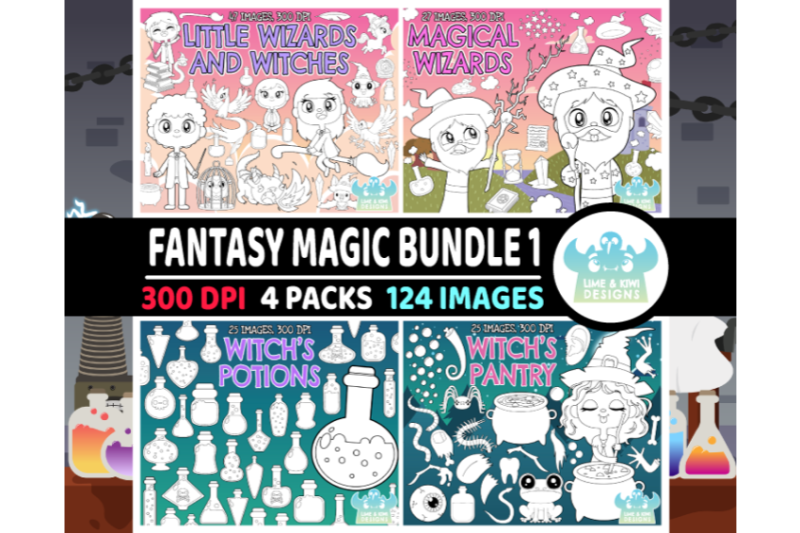 fantasy-magic-digital-stamps-bundle-1-lime-and-kiwi-design
