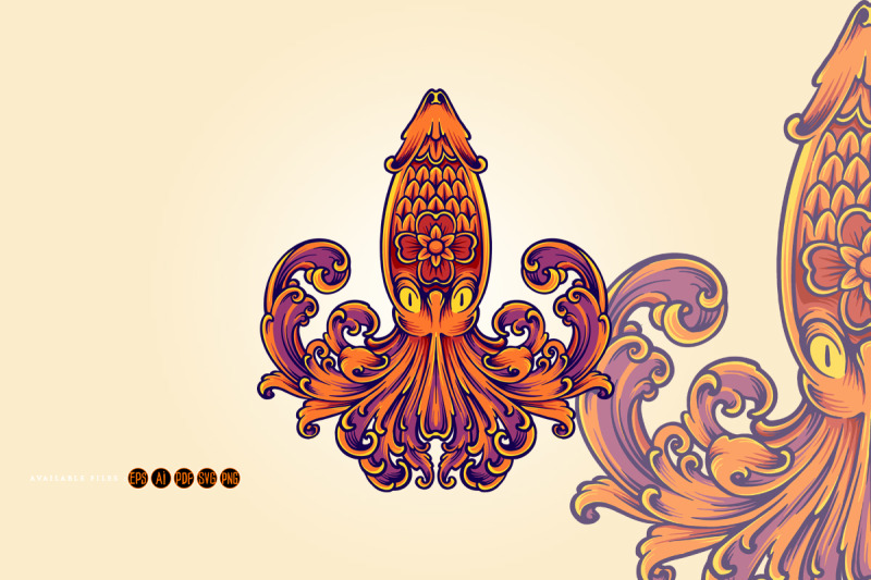 luxury-octopus-floral-ornament-svg