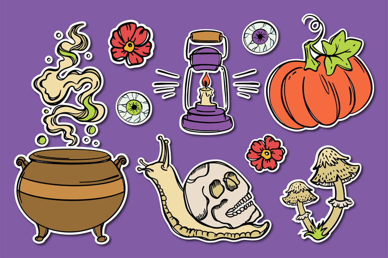 halloween-sticker-pack-hand-drawn-doodle-vector-labels
