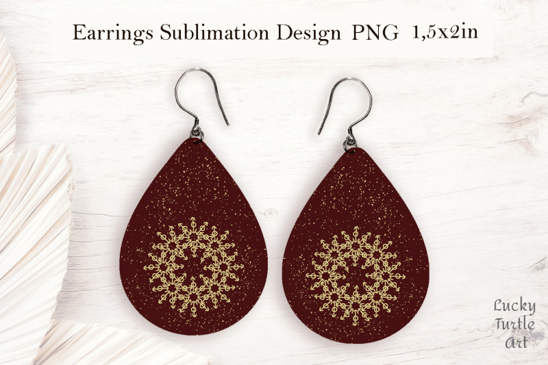 christmas-gold-snowflake-teardrop-earring-sublimation-design