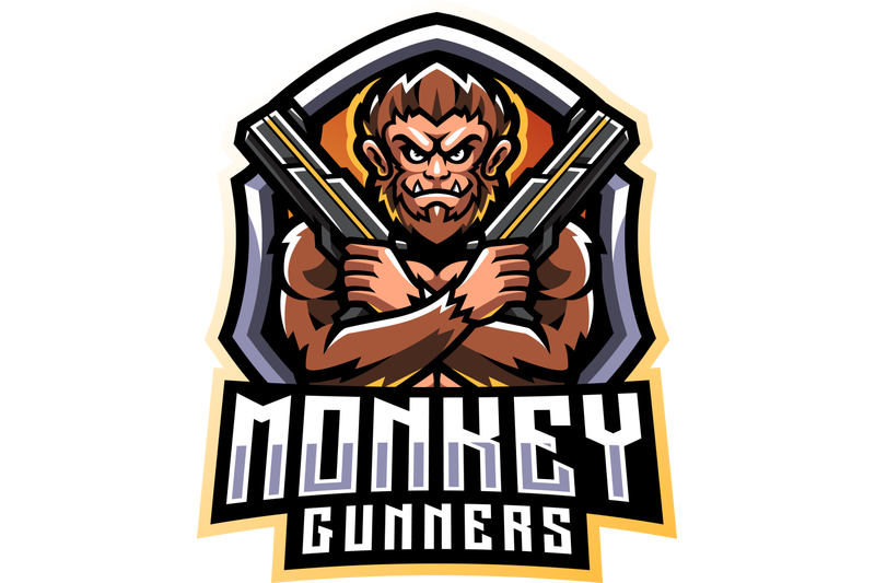 monkey-gunner-esport-mascot-logo-design