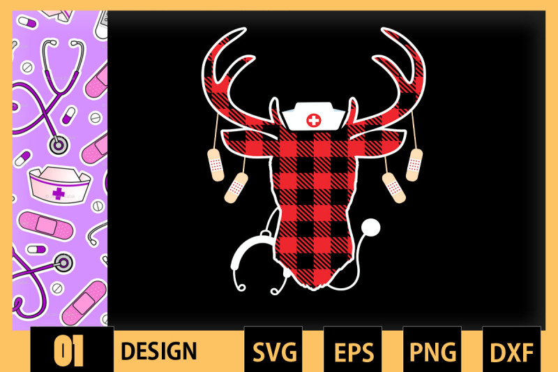 deer-nurse-christmas-buffalo-plaid