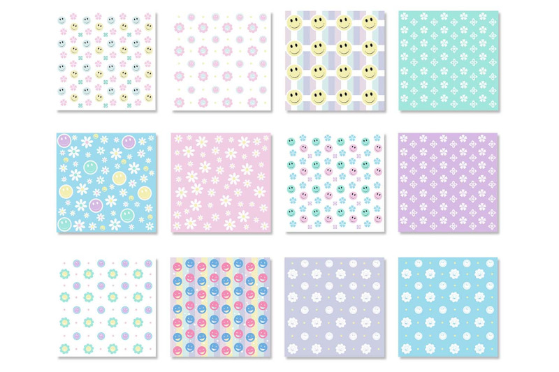 smiley-face-flower-backgrounds-retro-patterns