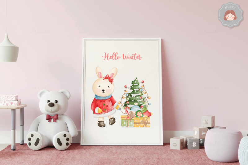 watercolor-santa-animal-clipart-christmas-illustration-bundle