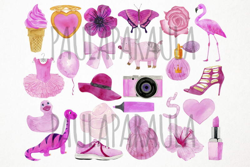 watercolor-pink-clipart-pink-color-clipart-pink-objects-clipart