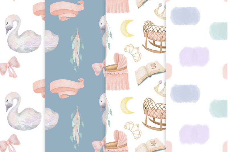 princess-seamless-patterns-and-baby-shower
