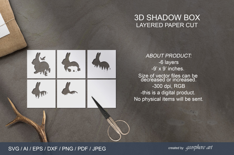 3d-bunny-layered-papercut-svg-dxf-eps-ai-shadow-box