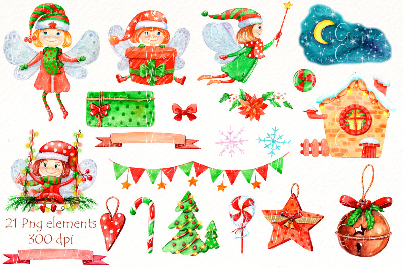 watercolor-christmas-fairy-clipart-holiday-png-bundle