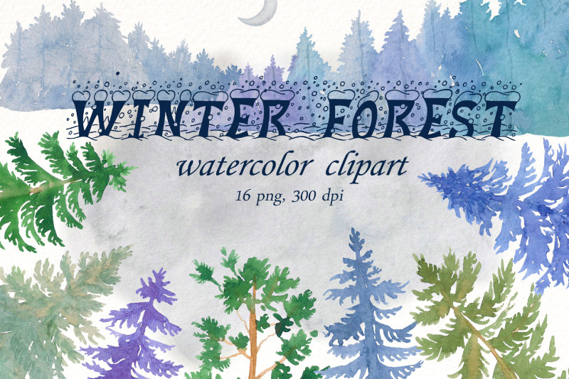 watercolor-christmas-tree-clipart-winter-pine-trees-forest-png
