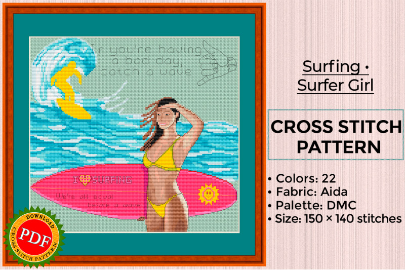 surfing-cross-stitch-pattern-surfer-surfer-girl-surfrider