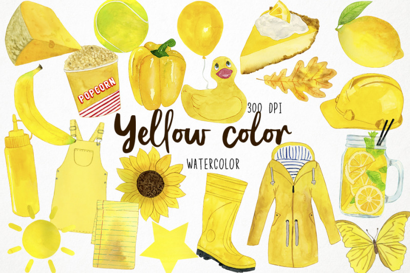 watercolor-yellow-clipart-yellow-color-clipart-yellow-objects-clipar