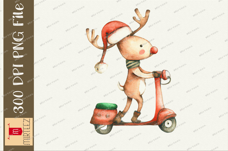 christmas-reindeer-driving-scooter