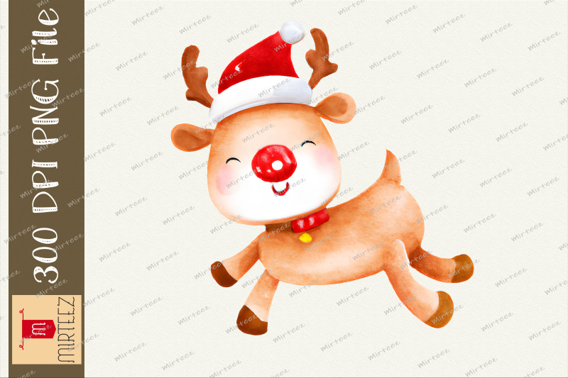 christmas-cute-reindeer-wear-santa-hat