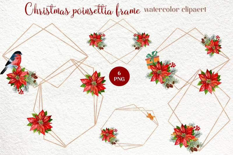 poitsettia-christmas-star-watercolor-christmas-frames