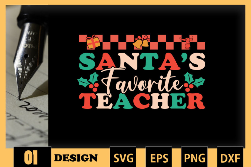 santa-039-s-favorite-teacher-christmas-retro