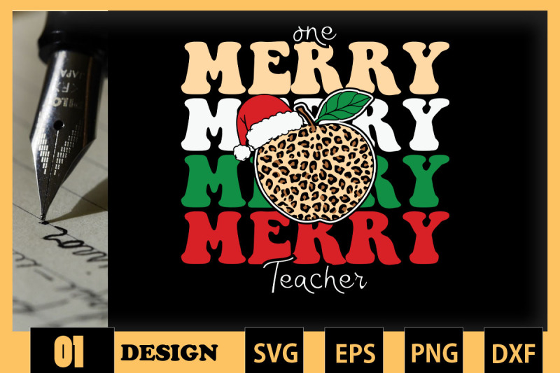 school-christmas-one-merry-teacher-retro