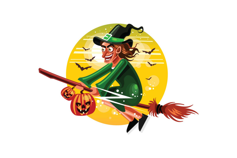 halloween-witches-fly-with-broomstick