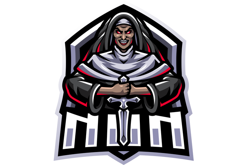 nun-esport-mascot-logo-design