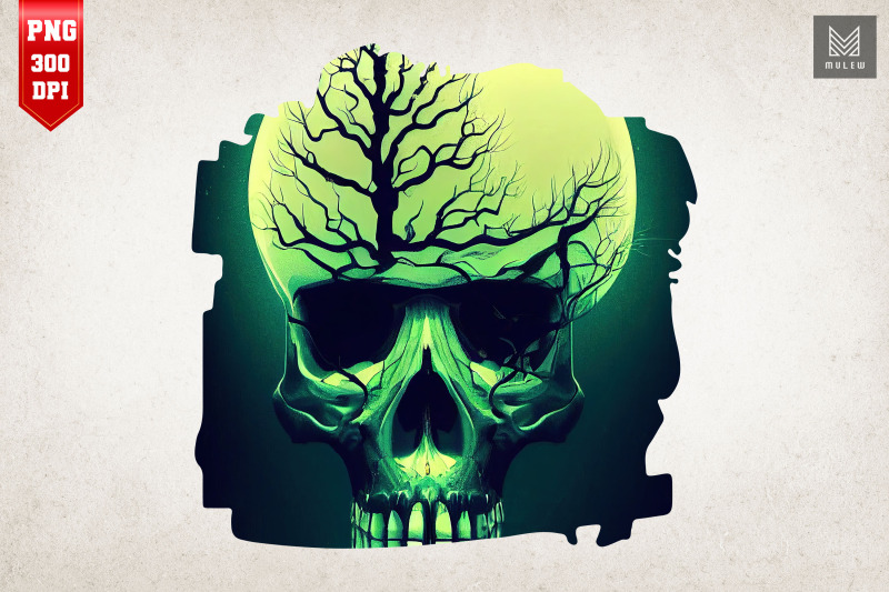 skull-combine-with-tree-art