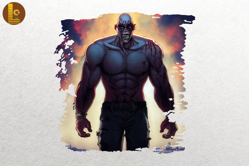 comic-style-6-pack-abs-zombie