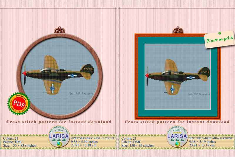 airacobra-cross-stitch-pattern-world-war-ii-fighter-aircraft