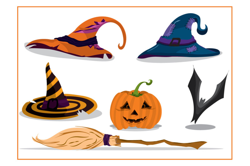 halloween-elements-with-hats-with-pumpkin-and-broom