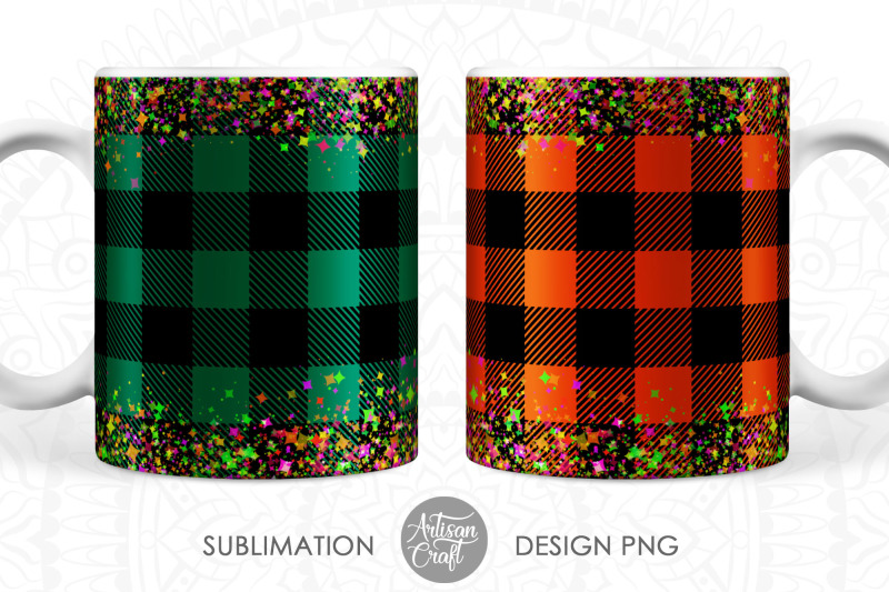 plaid-christmas-mug-wrap-png-with-glitter-red-plaid-mug