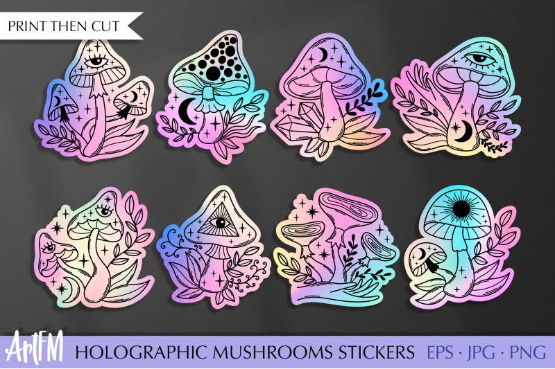 holographic-stickers-png-magic-mushrooms-sticker-bundle