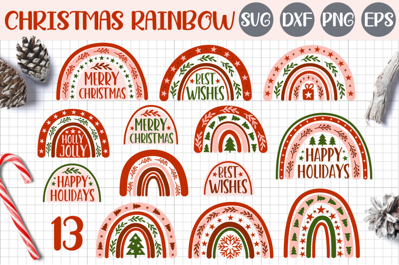 christmas-rainbow-svg-boho-christmas-rainbow-bundle