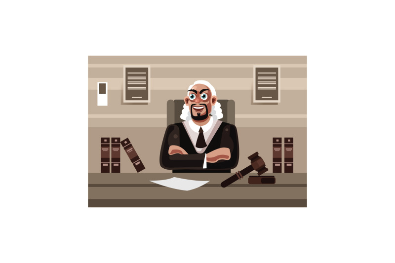 happy-judge-character-vector-illustration