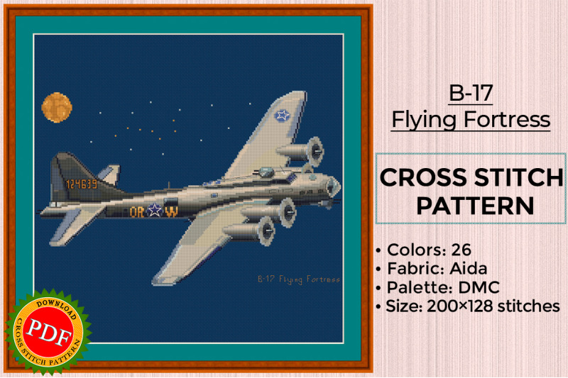 flying-fortress-cross-stitch-pattern-heavy-bomber-b-17