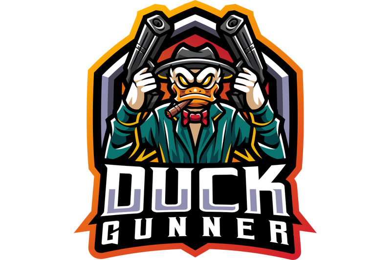 duck-gunner-esport-mascot-logo-design