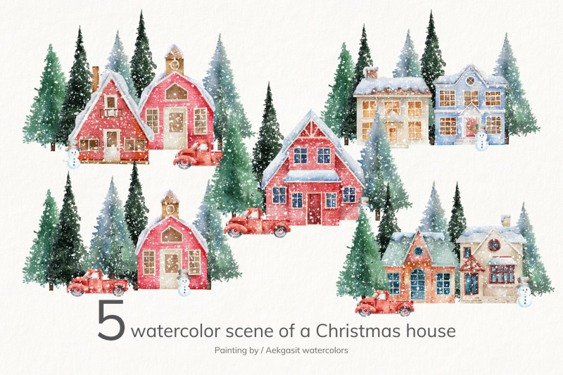 watercolor-scene-of-a-christmas-house