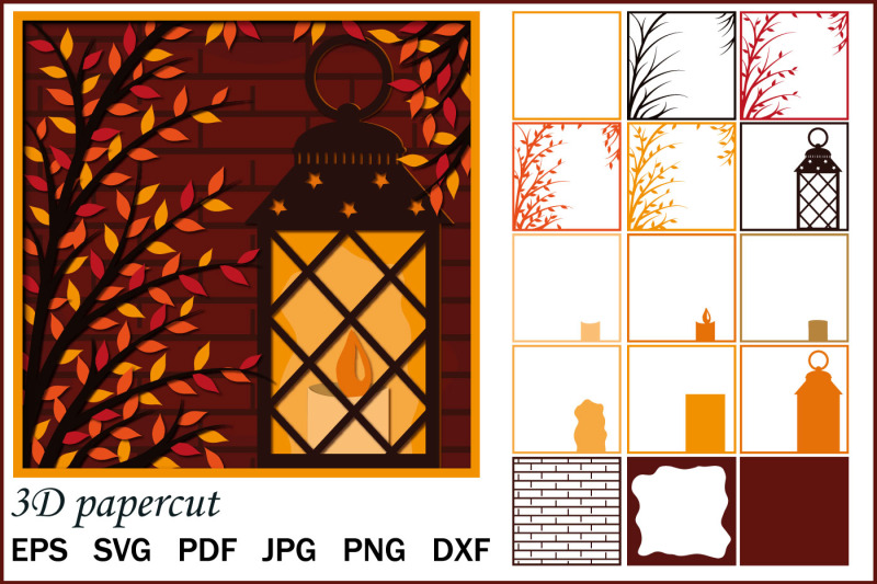 multilayer-3d-postcard-template-autumn-lantern-shadow-box