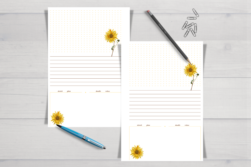 kdp-brainstorm-ideas-sunflower-notebook-kdp-printable-interior