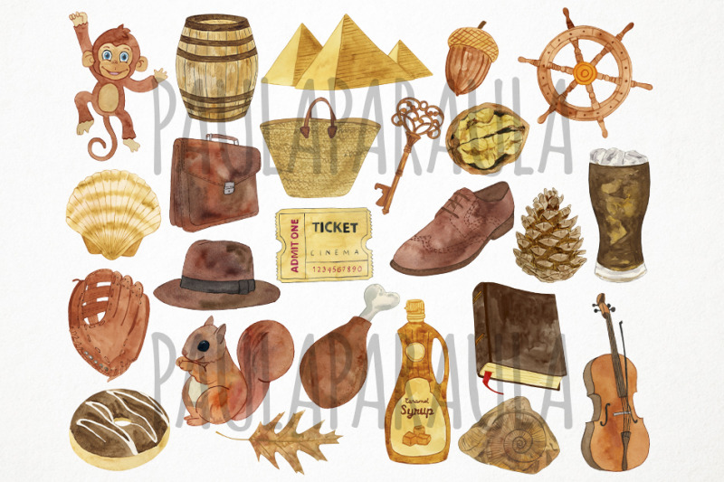 watercolor-brown-clipart-brown-color-clipart-brown-objects-clipart