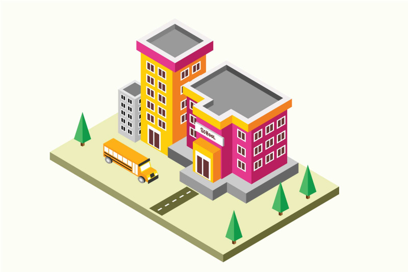 isometric-school-vector-illustration