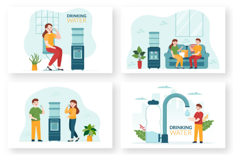 10-people-drinking-water-illustration