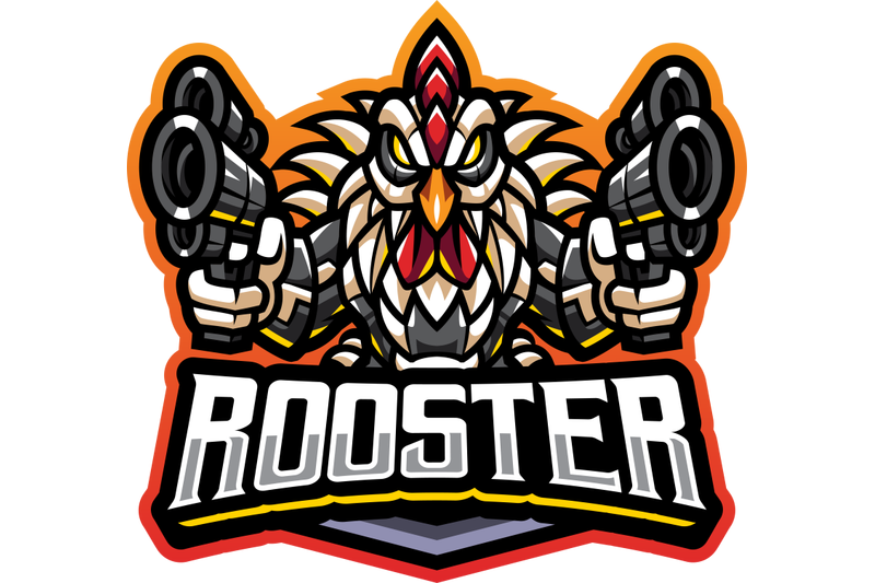 rooster-gunners-cyborg-mascot-logo-design