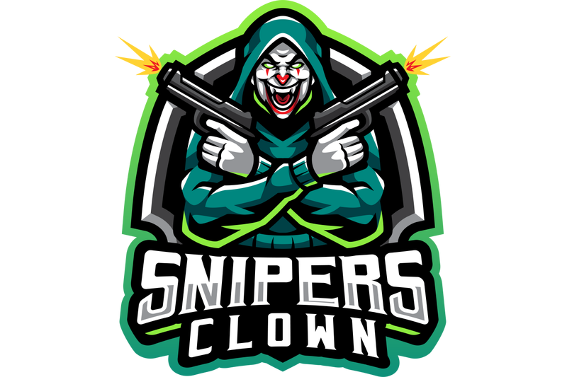 snipers-clown-esport-mascot-logo-design