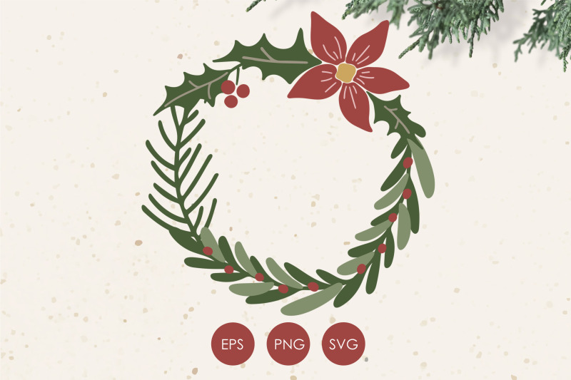 winter-tree-crown-svg-tree-wreath-svg-christmas-wreath-svg